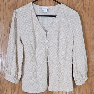 Liz Claiborne Beige Patterned Blouse